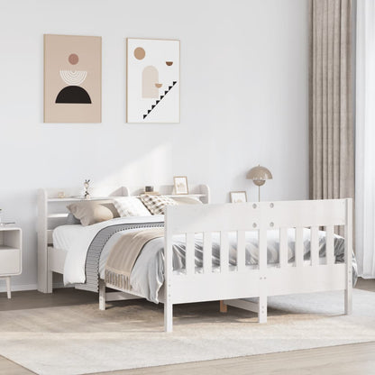 Bed Frame without Mattress White 135x190 cm Double Solid Wood Pine