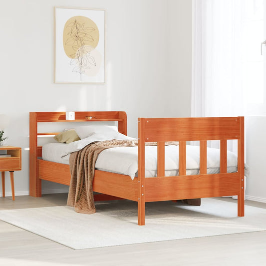 Bed Frame without Mattress Wax Brown 75x190 cm Small Single Solid Wood Pine