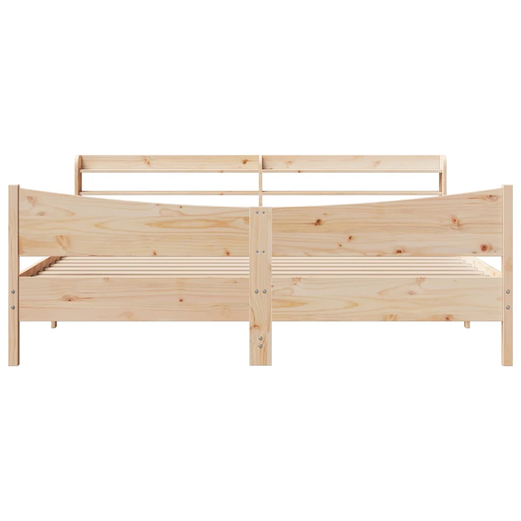 Bed Frame with Headboard 200x200 cm Solid Wood Pine