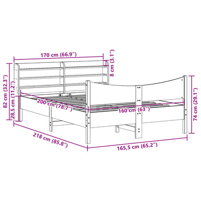 Bed Frame with Headboard 160x200 cm Solid Wood Pine
