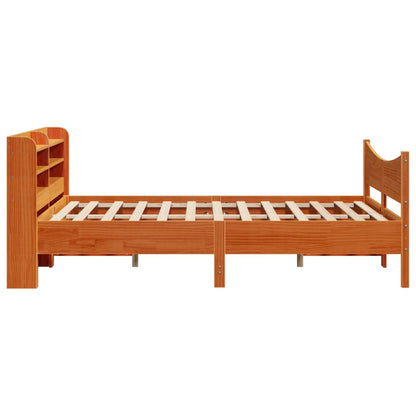 Bed Frame with Headboard Wax Brown 160x200 cm Solid Wood Pine