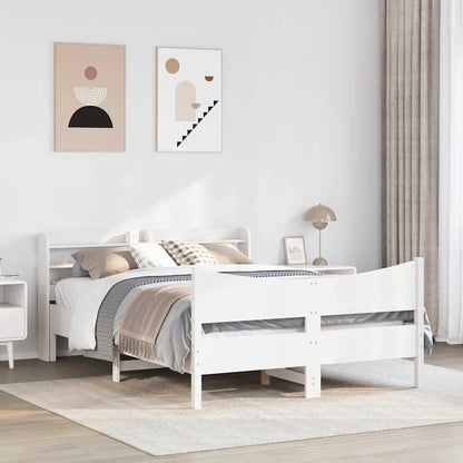 Bed Frame with Headboard White 150x200 cm King Size Solid Wood Pine