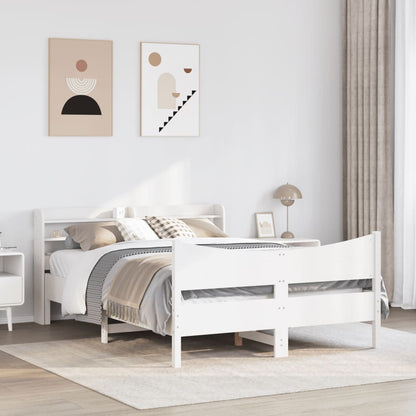 Bed Frame with Headboard White 140x200 cm Solid Wood Pine