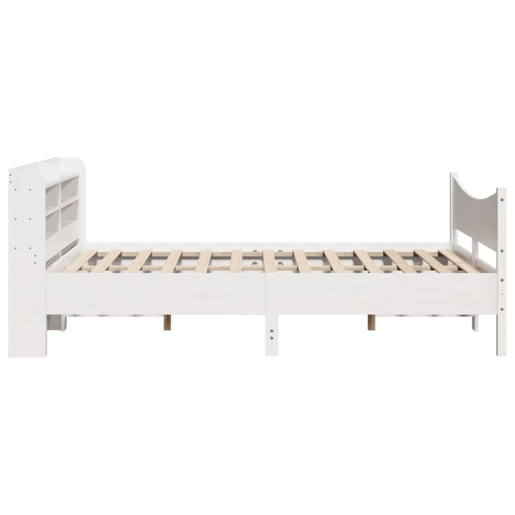 Bed Frame with Headboard White 140x200 cm Solid Wood Pine