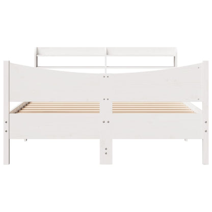 Bed Frame with Headboard White 120x200 cm Solid Wood Pine