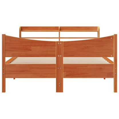 Bed Frame with Headboard Wax Brown 120x200 cm Solid Wood Pine