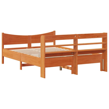 Bed Frame with Headboard Wax Brown 120x200 cm Solid Wood Pine