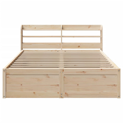 Bed Frame with Headboard 135x190 cm Double Solid Wood Pine