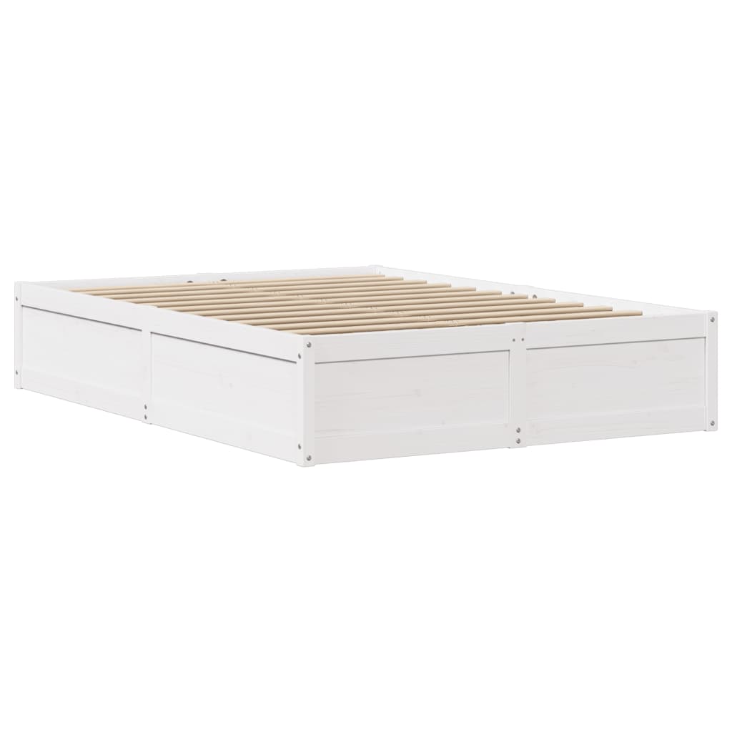 Bed Frame with Headboard White 135x190 cm Double Solid Wood Pine