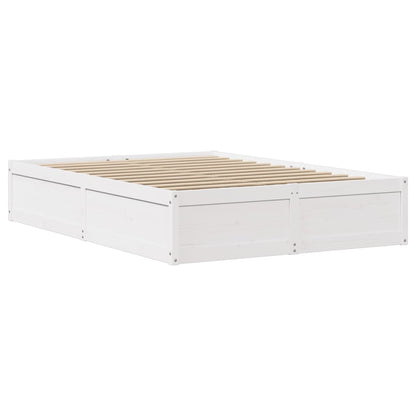 Bed Frame with Headboard White 135x190 cm Double Solid Wood Pine