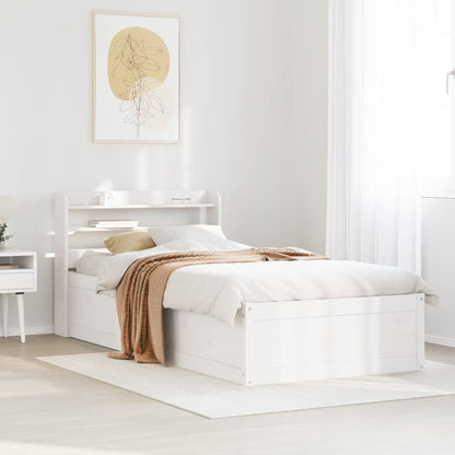 Bed Frame with Headboard White 75x190 cm Small Single Solid Wood Pine