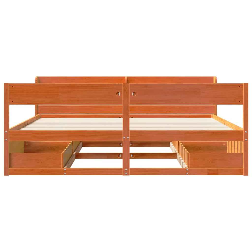 Bed Frame without Mattress Wax Brown 200x200 cm Solid Wood Pine