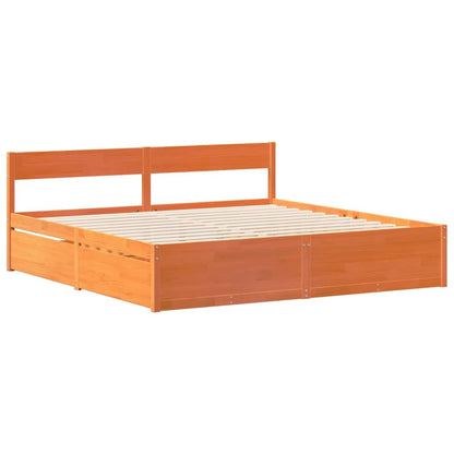 Bed Frame without Mattress Wax Brown 180x200 cm Super King Solid Wood Pine