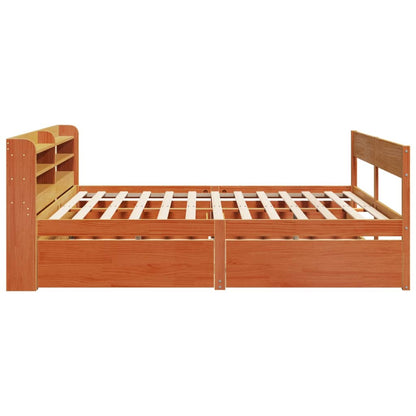 Bed Frame without Mattress Wax Brown 180x200 cm Super King Solid Wood Pine