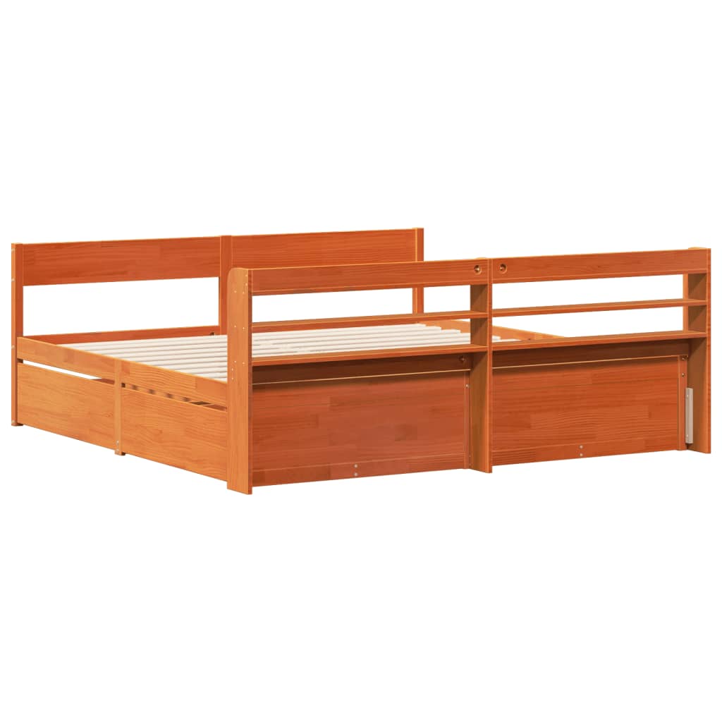 Bed Frame without Mattress Wax Brown 180x200 cm Super King Solid Wood Pine