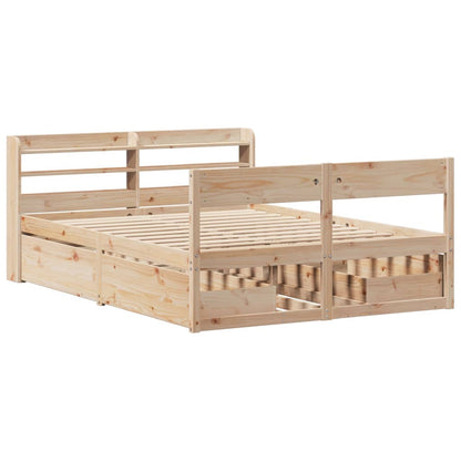 Bed Frame without Mattress 150x200 cm King Size Solid Wood Pine
