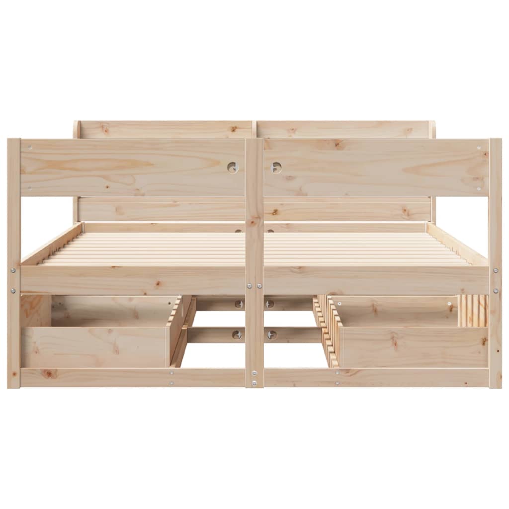 Bed Frame without Mattress 150x200 cm King Size Solid Wood Pine