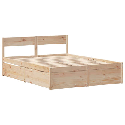 Bed Frame without Mattress 150x200 cm King Size Solid Wood Pine