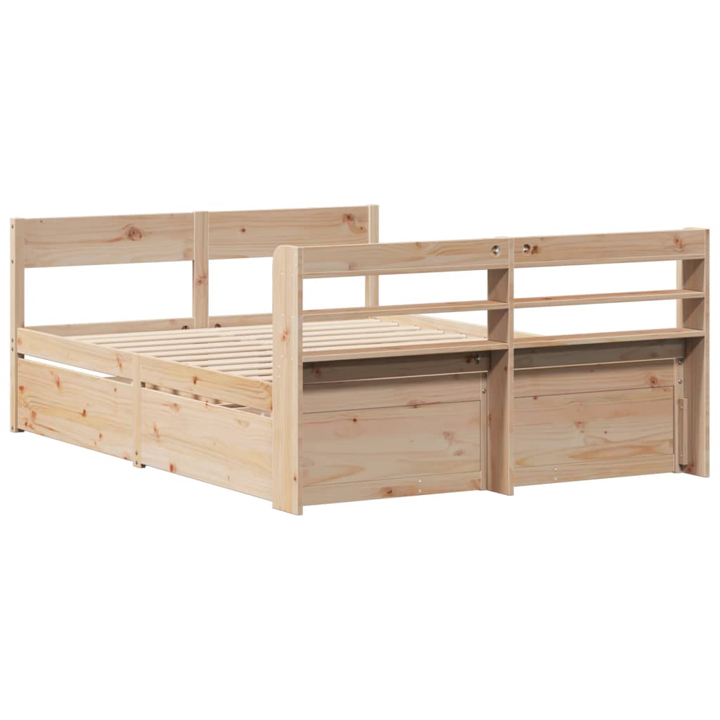 Bed Frame without Mattress 150x200 cm King Size Solid Wood Pine