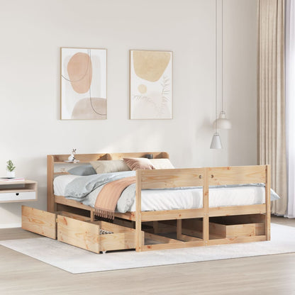 Bed Frame without Mattress 150x200 cm King Size Solid Wood Pine