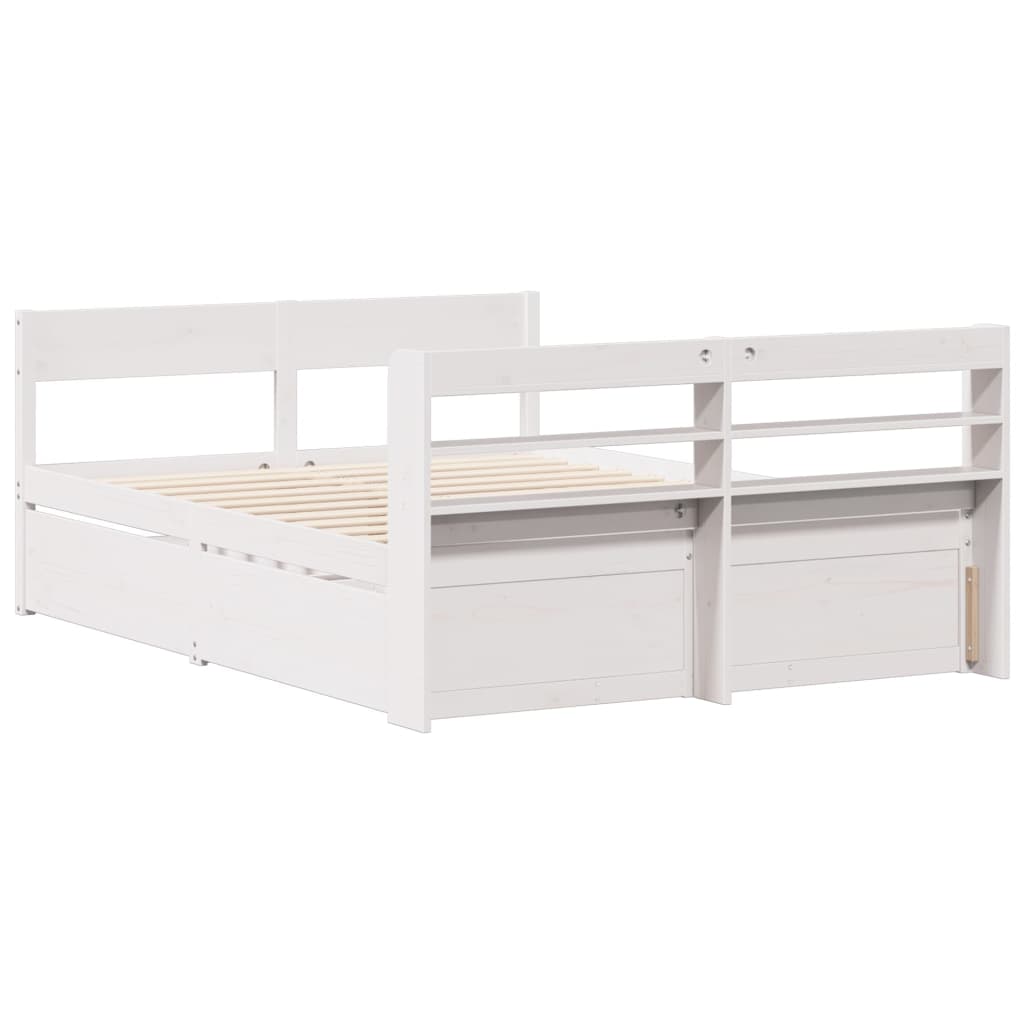 Bed Frame without Mattress White 140x200 cm Solid Wood Pine