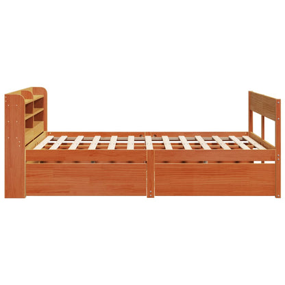 Bed Frame without Mattress Wax Brown 140x200 cm Solid Wood Pine