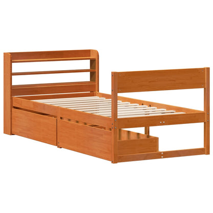 Bed Frame without Mattress Wax Brown 100x200 cm Solid Wood Pine
