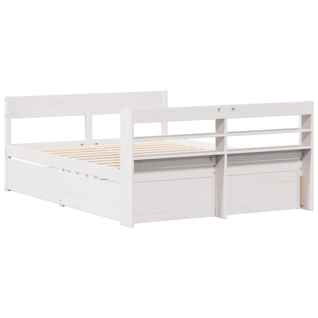 Bed Frame without Mattress White 140x190 cm Solid Wood Pine
