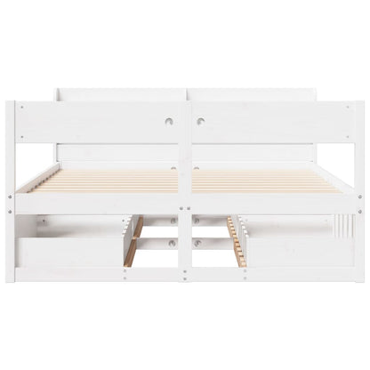 Bed Frame without Mattress White 135x190 cm Double Solid Wood Pine
