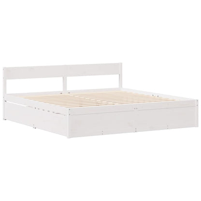 Bed Frame without Mattress White 135x190 cm Double Solid Wood Pine