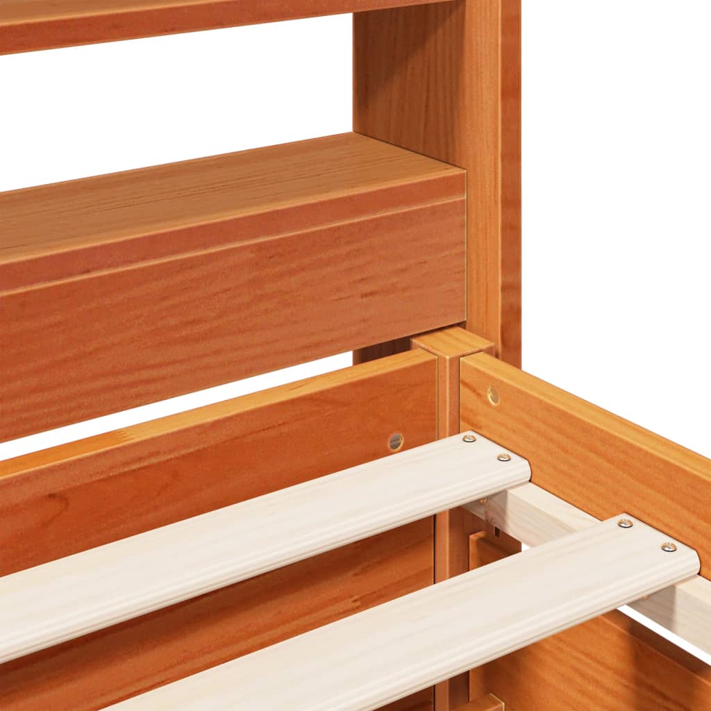 Bed Frame without Mattress Wax Brown 135x190 cm Double Solid Wood Pine