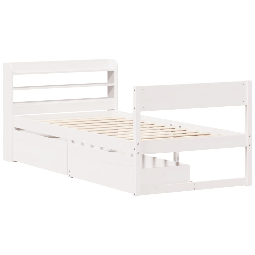 Bed Frame without Mattress White 75x190 cm Small Single Solid Wood Pine