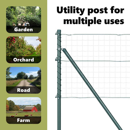 Embedded Fence Post 26 pcs Green Powder-Coated Steel