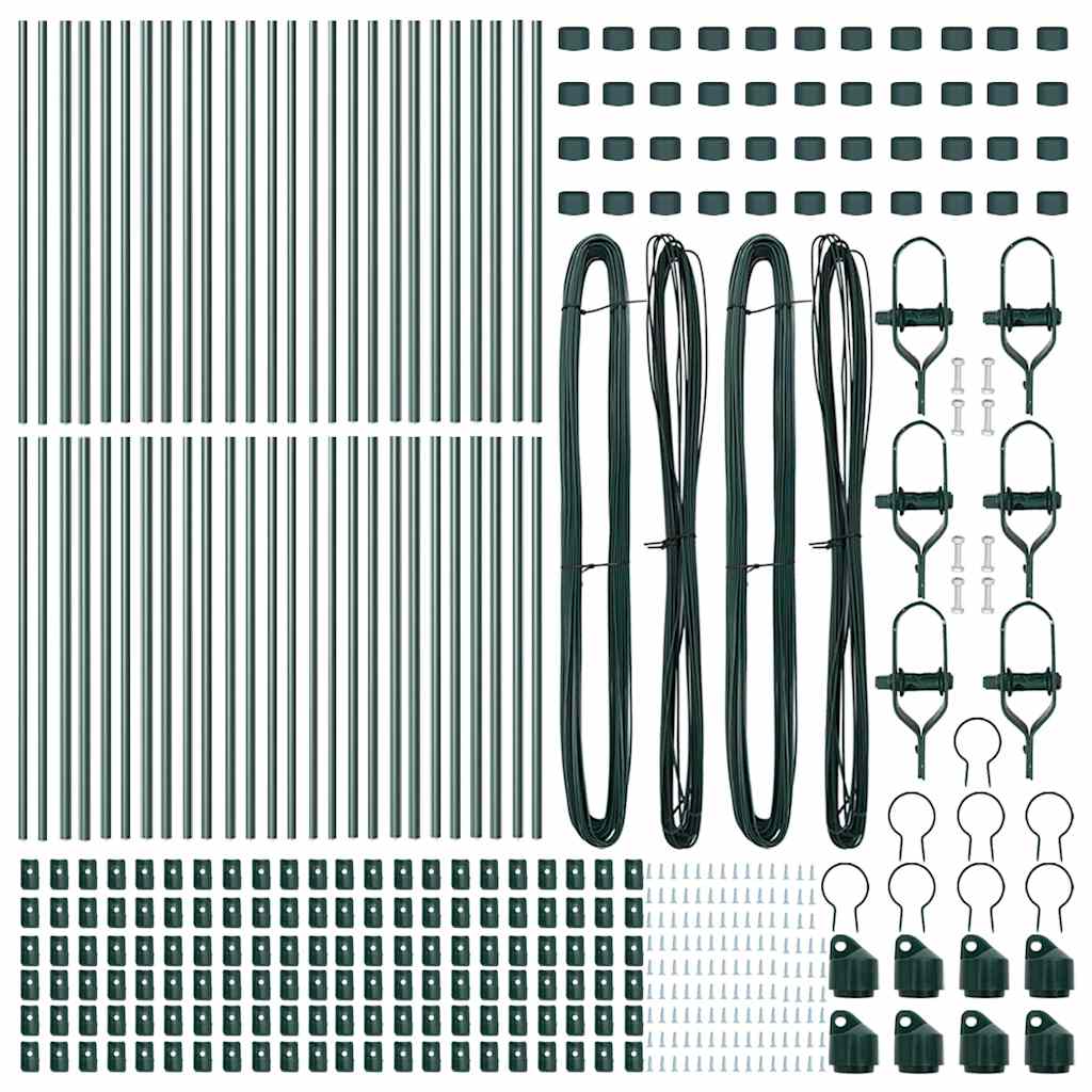 Embedded Fence Post 52 pcs Green Powder-Coated Steel