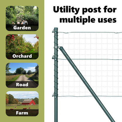 Embedded Fence Post 26 pcs Green Powder-Coated Steel