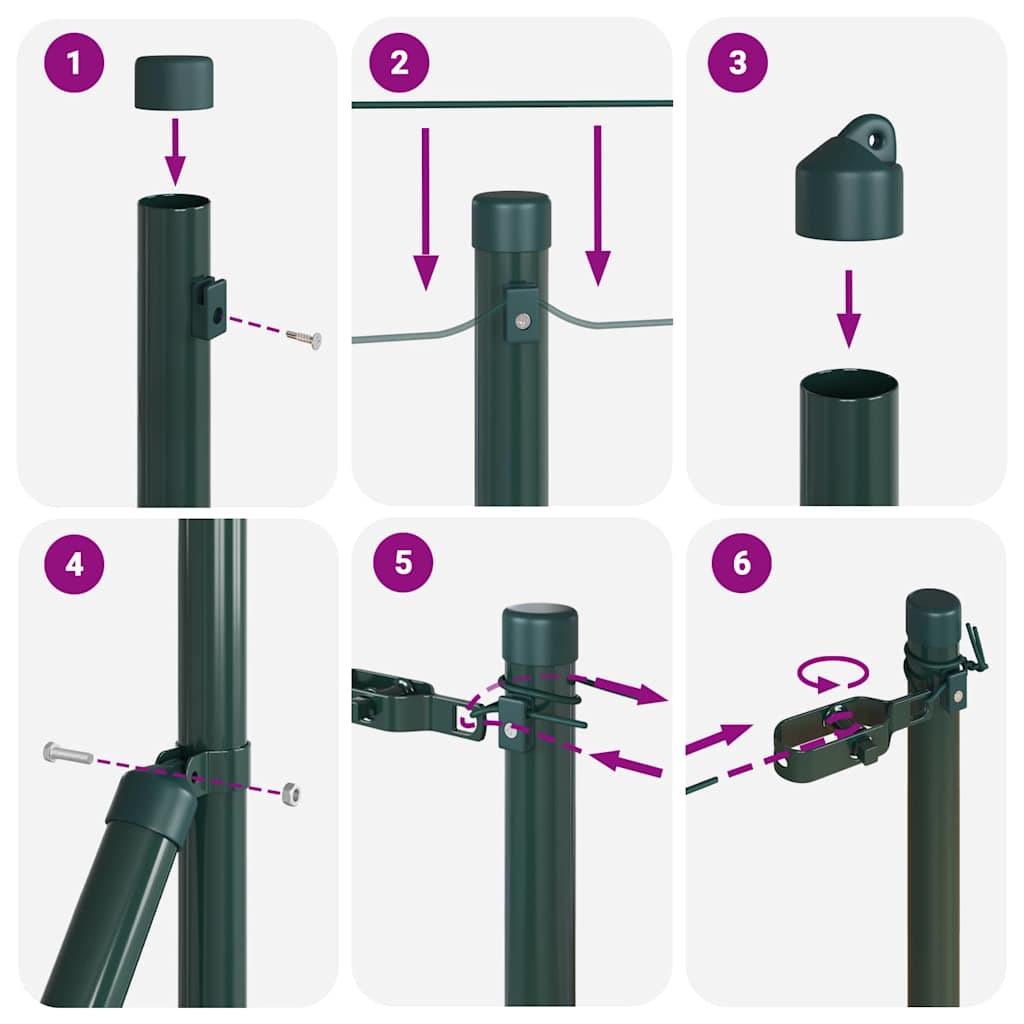 Embedded Fence Post 52 pcs Green Powder-Coated Steel
