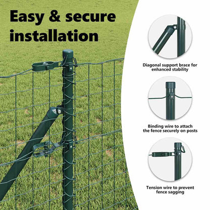 Embedded Fence Post 26 pcs Green Powder-Coated Steel