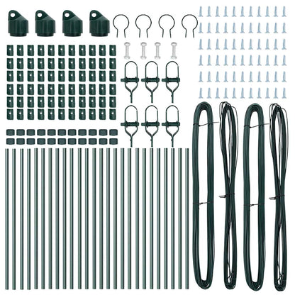 Embedded Fence Post 26 pcs Green Powder-Coated Steel