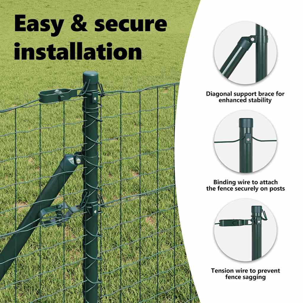 Embedded Fence Post 52 pcs Green Powder-Coated Steel