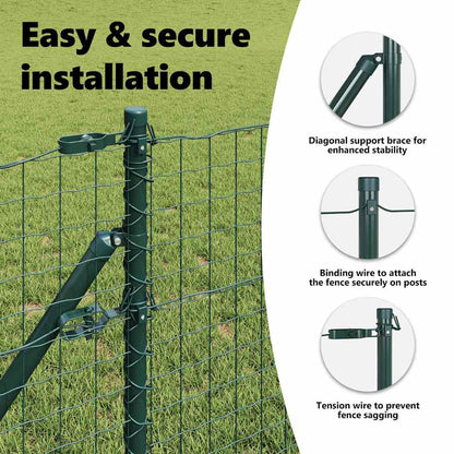 Embedded Fence Post 52 pcs Green Powder-Coated Steel