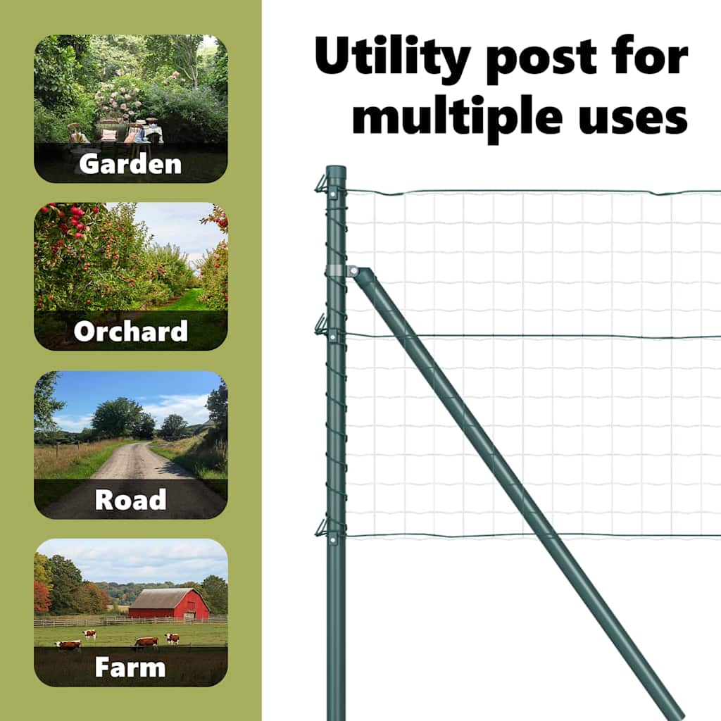 Embedded Fence Post 52 pcs Green Powder-Coated Steel