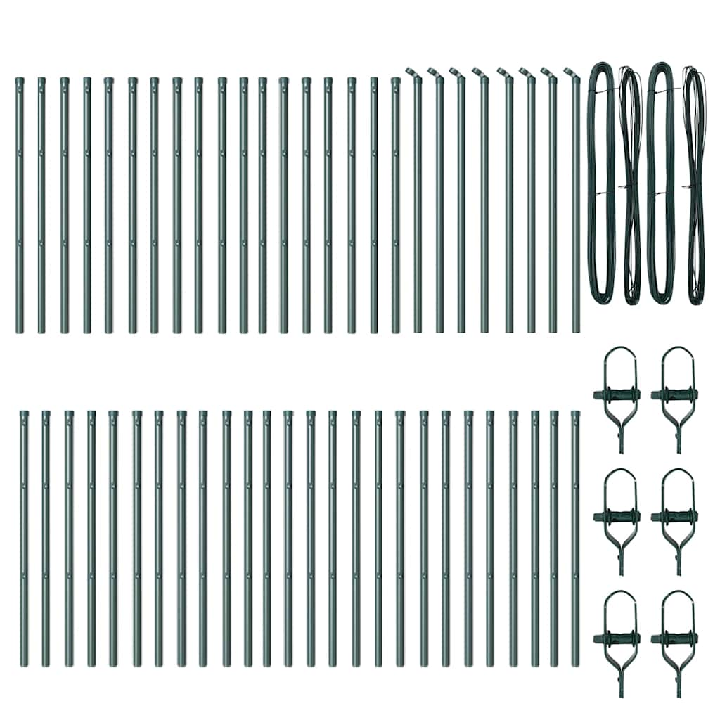 Embedded Fence Post 52 pcs Green Powder-Coated Steel