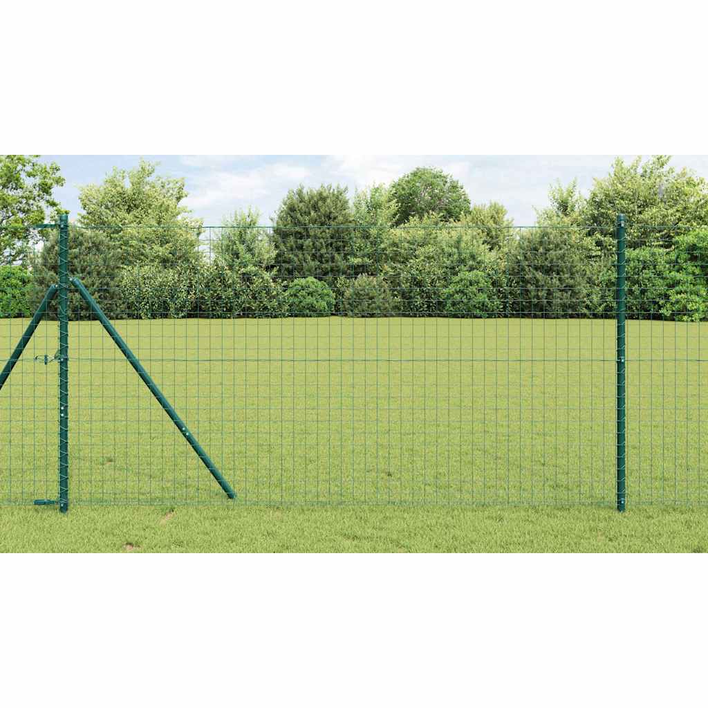 Embedded Fence Post 26 pcs Green Powder-Coated Steel