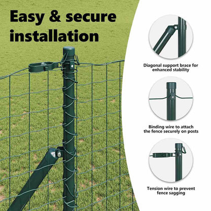 Embedded Fence Post 26 pcs Green Powder-Coated Steel