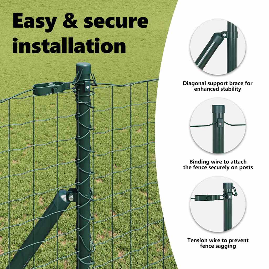 Embedded Fence Post 52 pcs Green Powder-Coated Steel