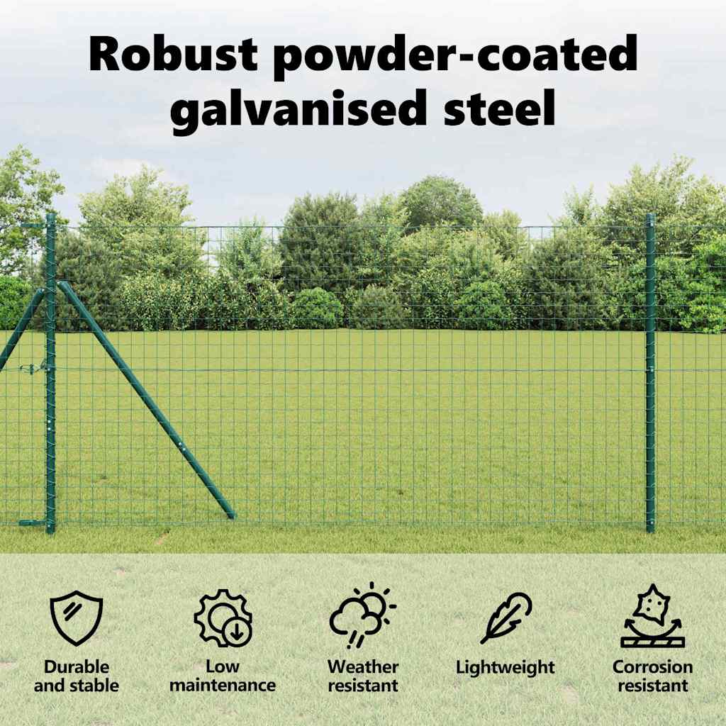Embedded Fence Post 26 pcs Green Powder-Coated Steel