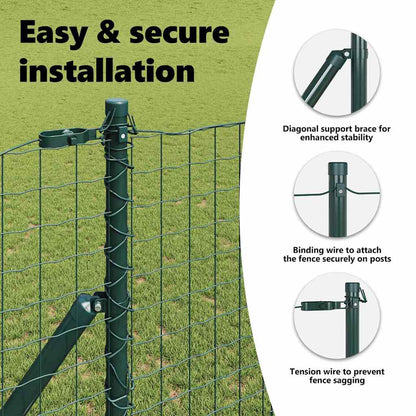 Embedded Fence Post 26 pcs Green Powder-Coated Steel