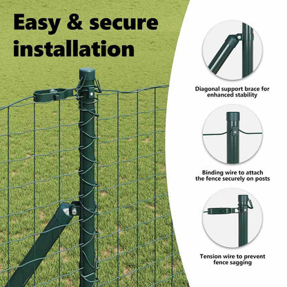 Embedded Fence Post 52 pcs Green Powder-Coated Steel
