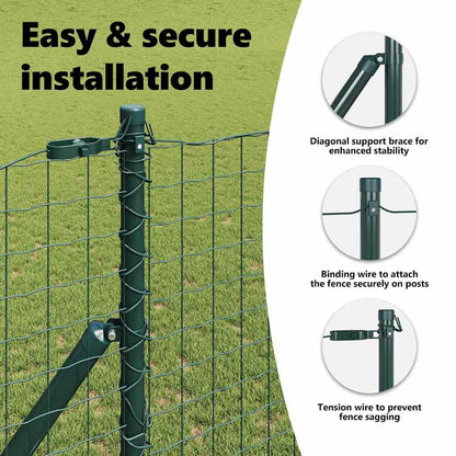 Embedded Fence Post 26 pcs Green Powder-Coated Steel