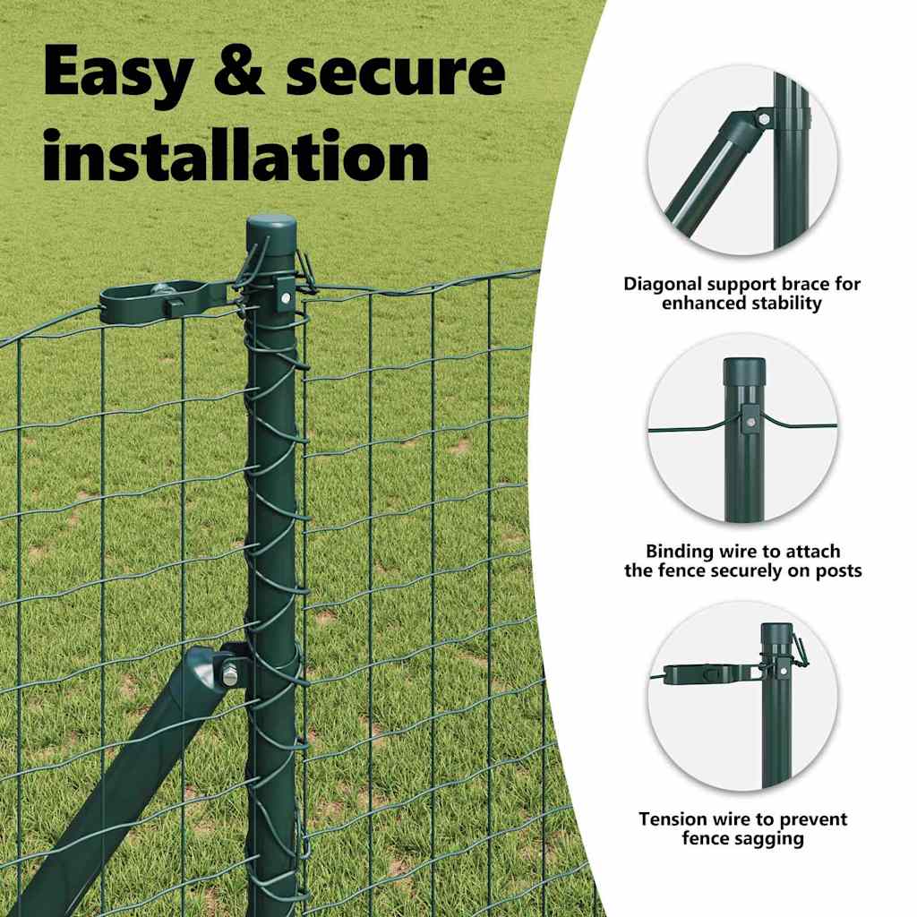 Embedded Fence Post 52 pcs Green Powder-Coated Steel